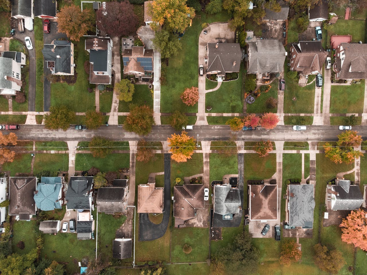 Aerial View of Houses in a Village